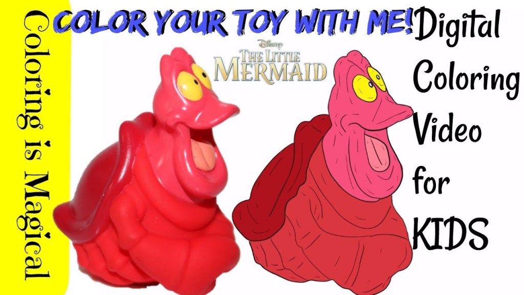 Digitally coloring sebastian crab little mermaid page bath toy coloring page