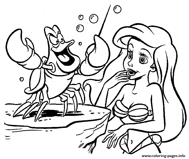 Sebastian speech disney princess coloring page printable
