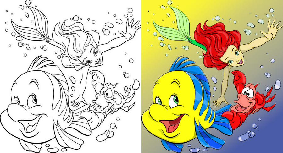 Ariel sebastian and flounder by kristollini on