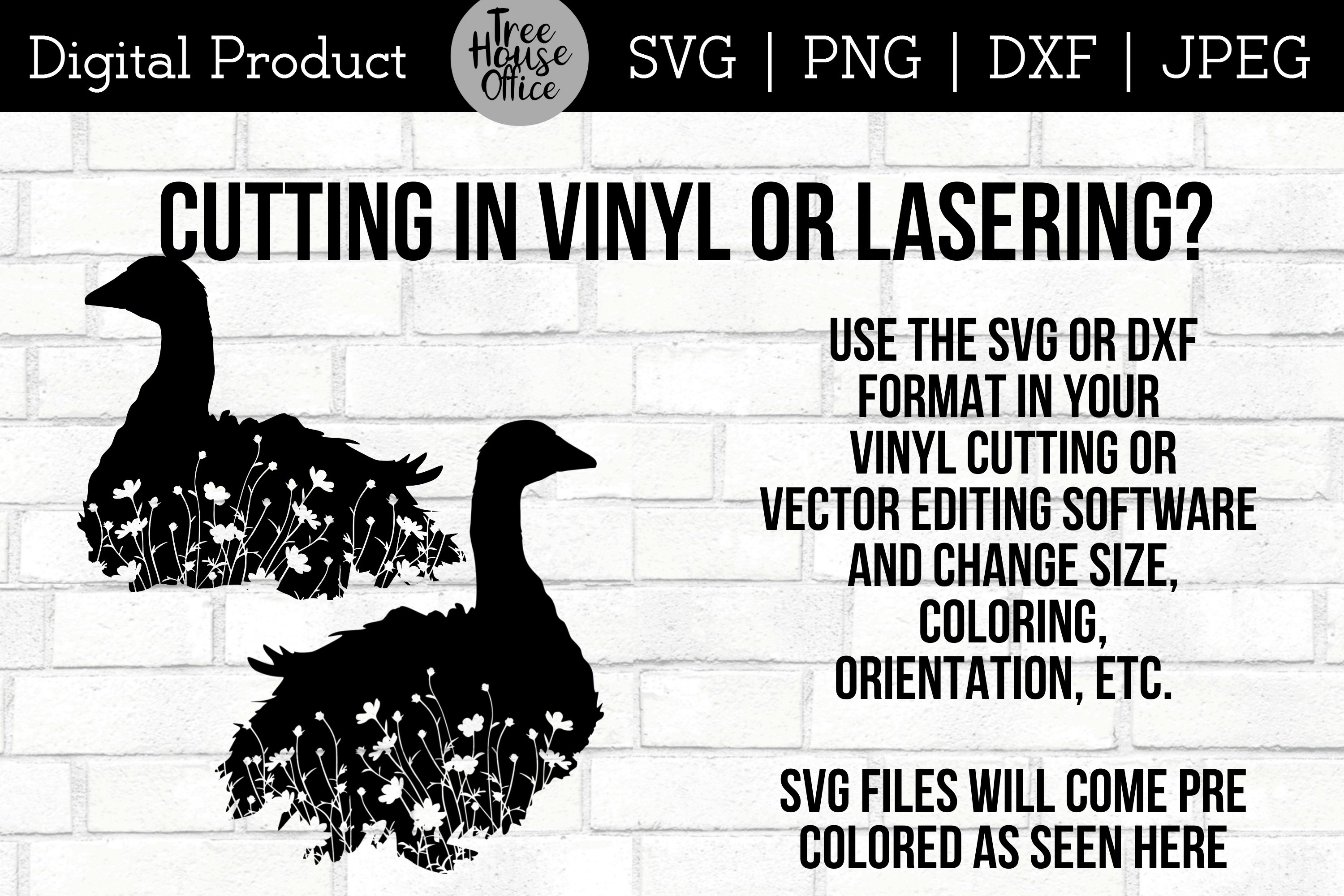 Floral sebastopol goose svg goose with flowers cut file png