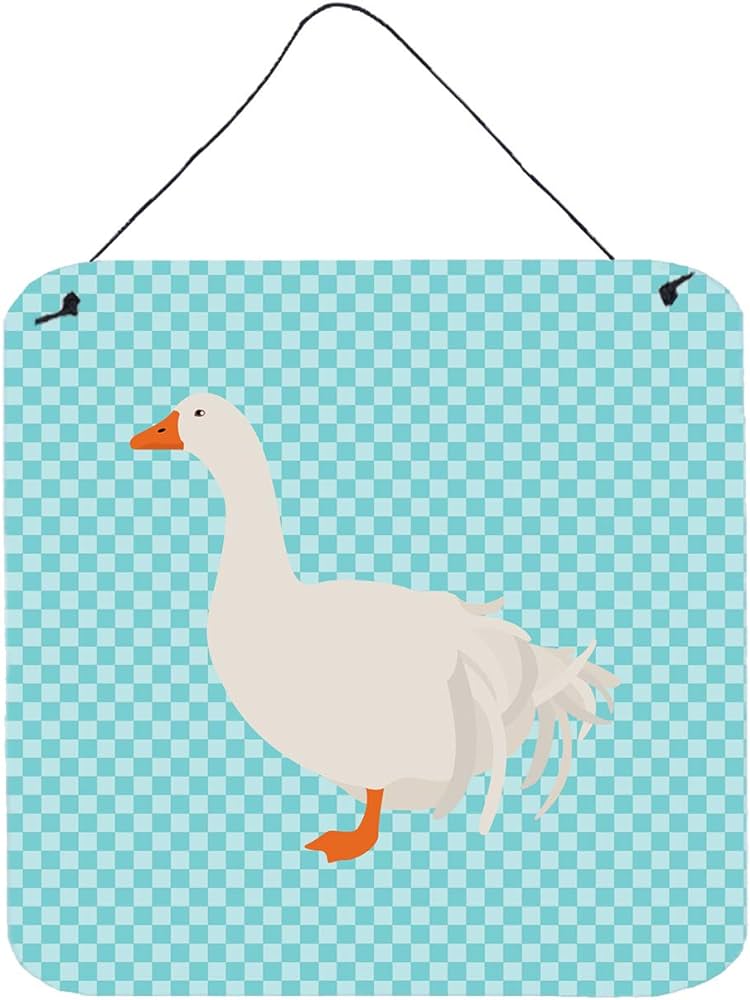 Carolines treasures bbds sebastopol goose blue check wall or door hanging prints aluminum metal sign kitchen wall bar bathroom plaque home decor x multicolor carolines treasures everything else