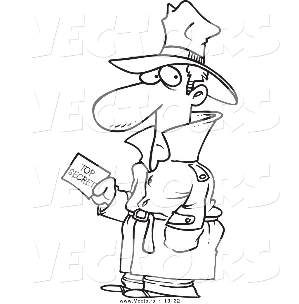 R of a cartoon undercover agent carrying top secret information