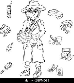 Female police detective crime black and white stock photos images