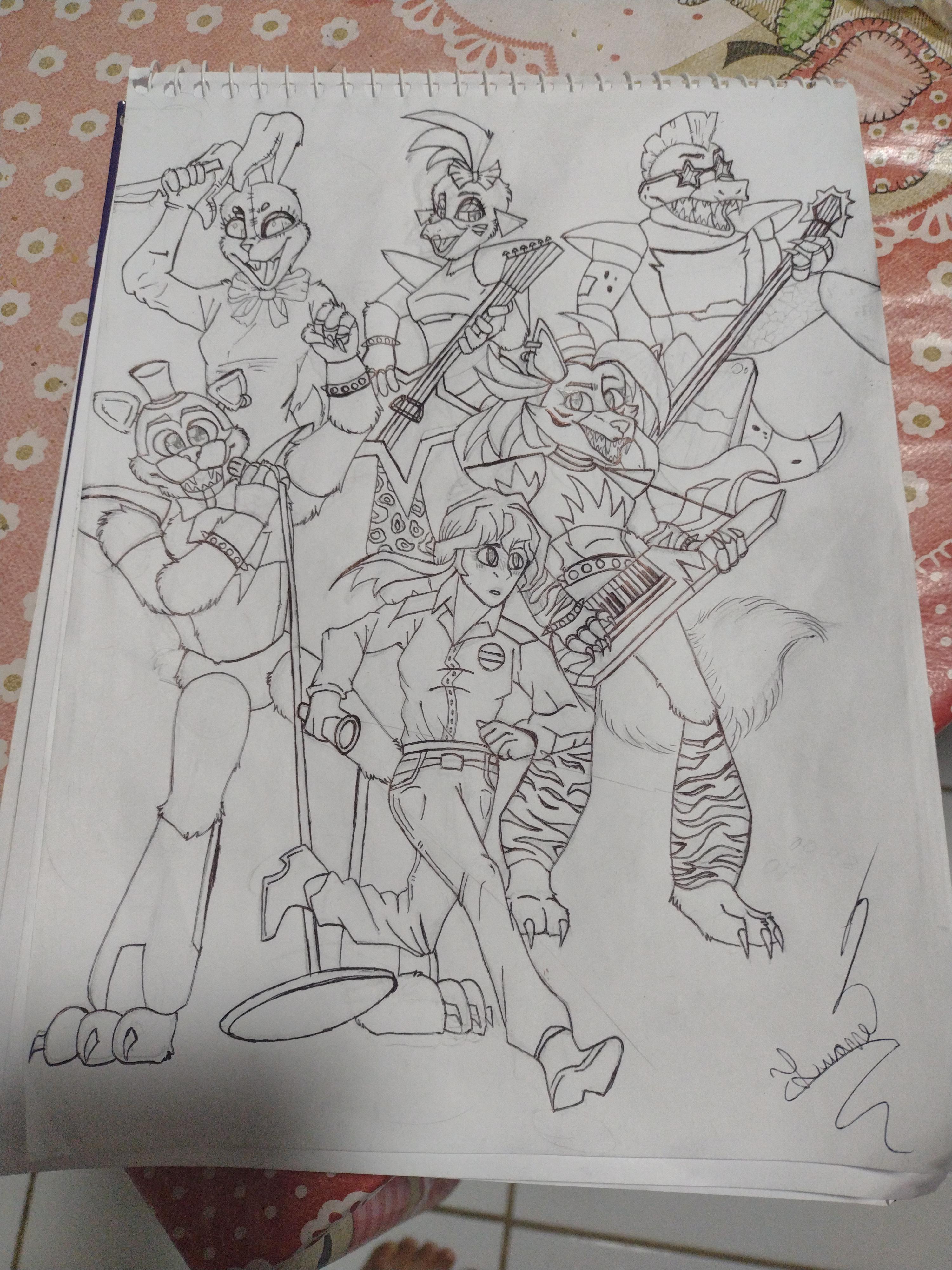 Hi guys just wanted to show a fanart that i made of a fnaf security breach poster i tried to recreate it on my artstyle and im pretty much happy with the