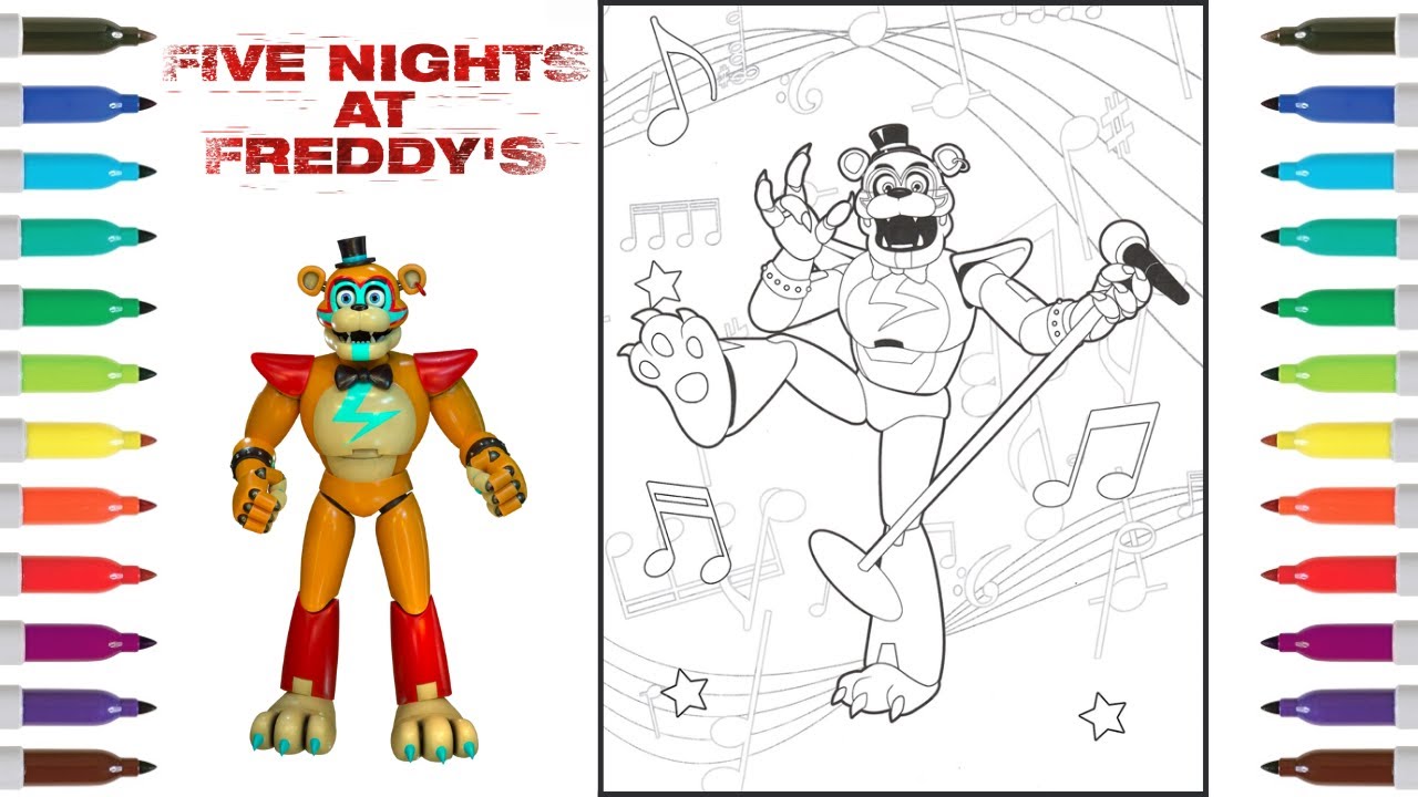 Five nights at freddys coloring book page glam rock freddy fnaf security breach coloring page
