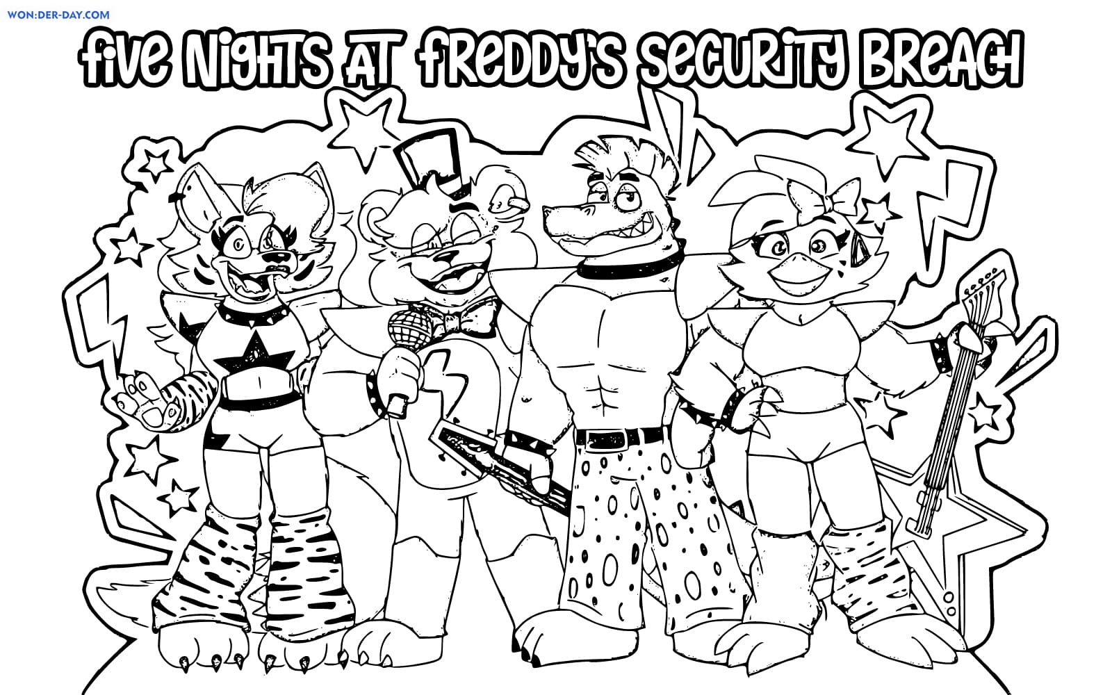 Fnaf security breach coloring pages wonder day â coloring pages for children and adults