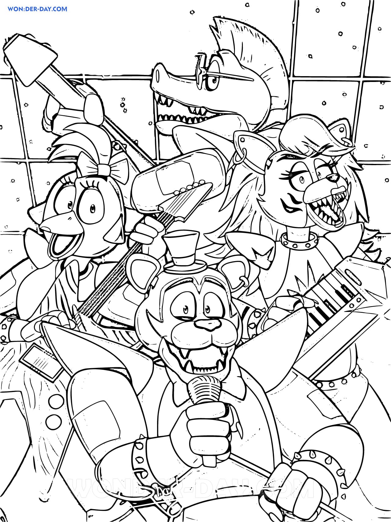 Fnaf security breach coloring pages wonder day â coloring pages for children and adults