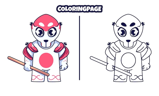 Premium vector cute monster knight with coloring pages suitable for kids