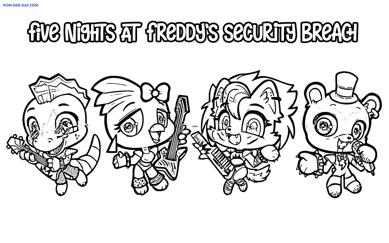 Fnaf security breach coloring pages wonder day â coloring pages for children and adults