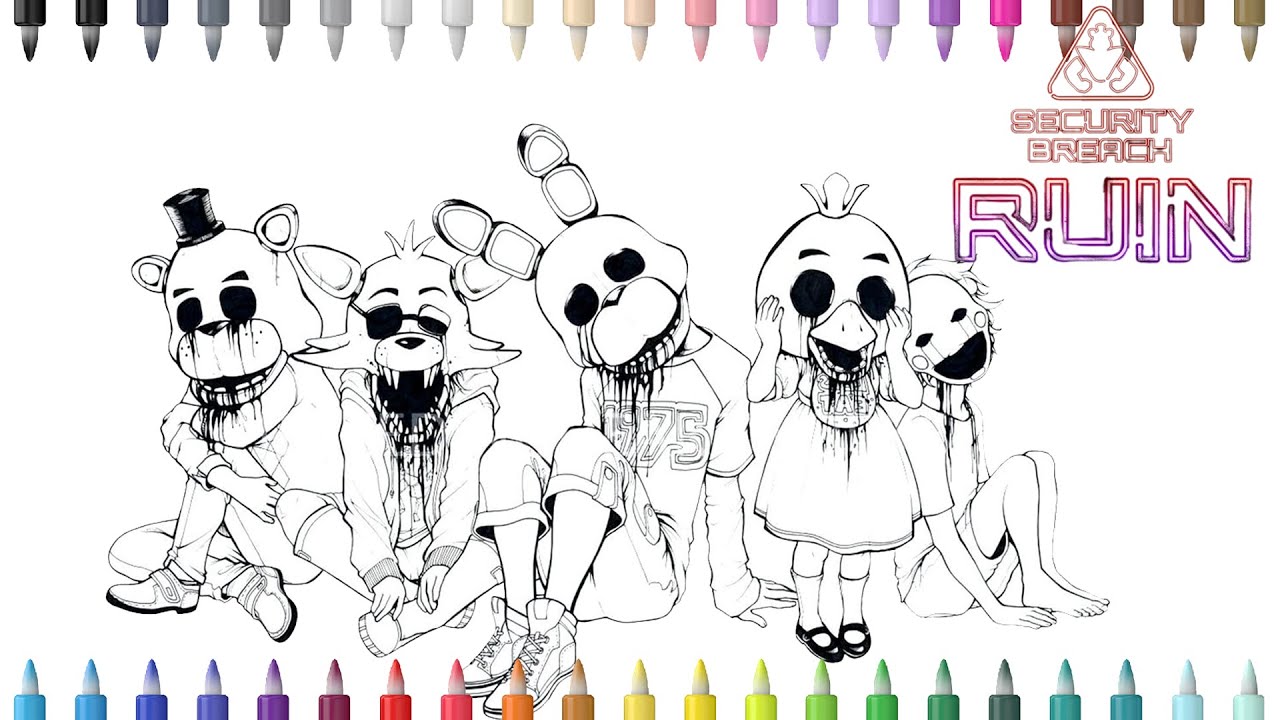 Fnaf security breach ruin coloring pages
