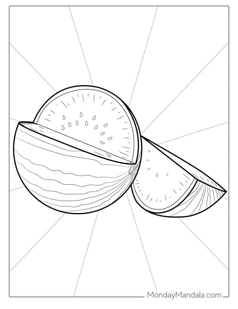 Watermelon coloring pages free pdf printables