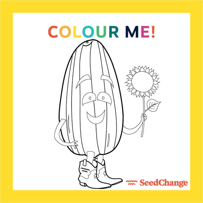Colour me seedy character colouring pages for kids and parents too