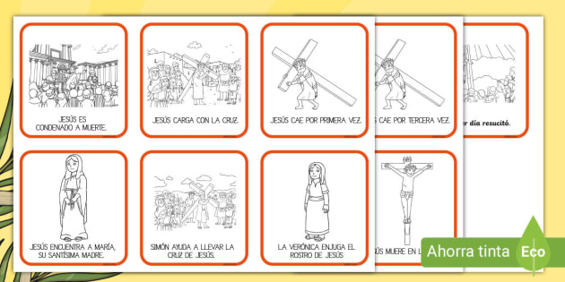 Tarjetas de emparejar el viacrucis