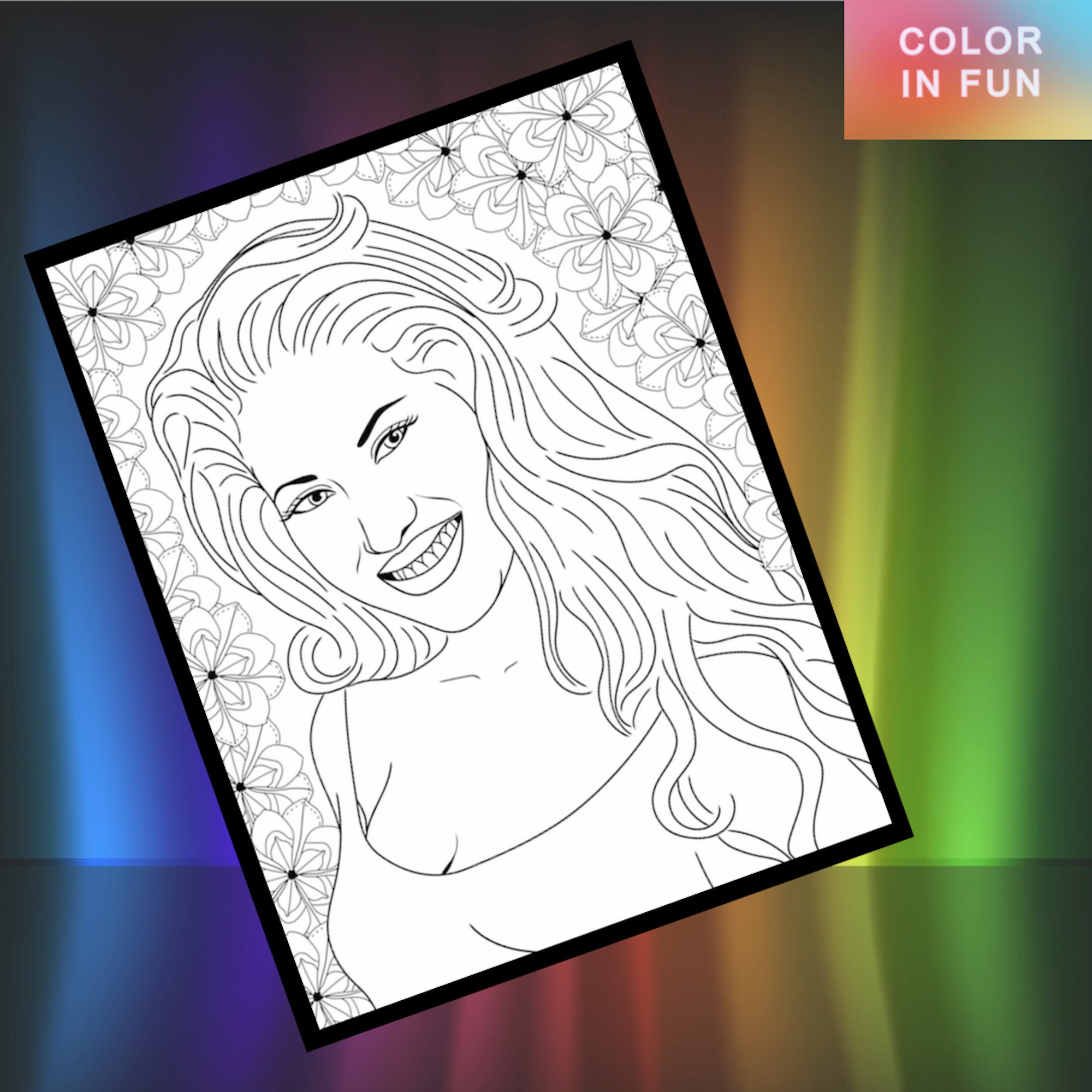 Selena coloring page printable colouring page adult color sheet instant download x