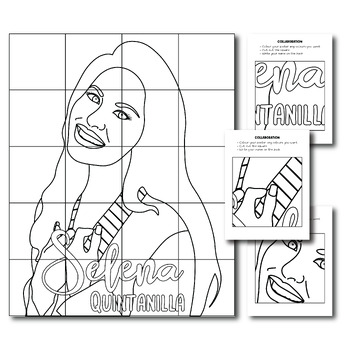 Hispanic heritage month selena quintanilla collaborative poster coloring pages