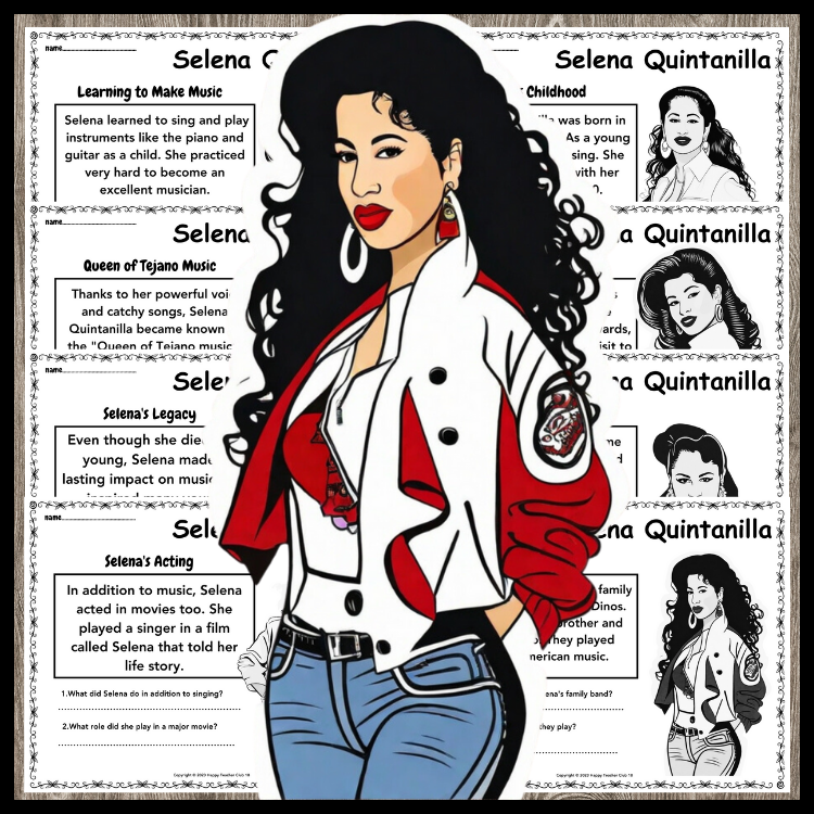 Hispanic heritage month selena quintanilla reading prehension made by teachers