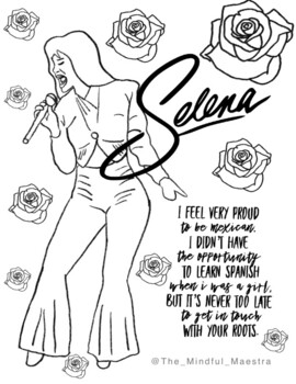 Hispanic heritage month selena quintanilla poster and coloring sheet selena quintanilla hispanic heritage month hispanic heritage