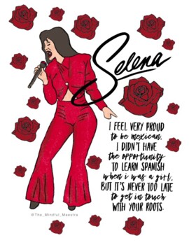 Hispanic heritage month selena quintanilla poster and coloring sheet