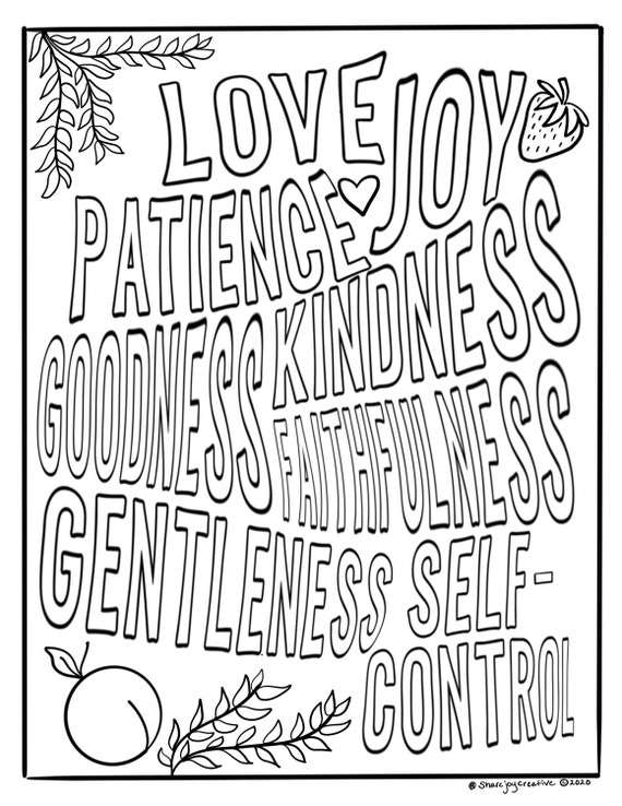 Fruit of the spirit coloring page printable coloring page downloadable pdf prayer coloring page instant download