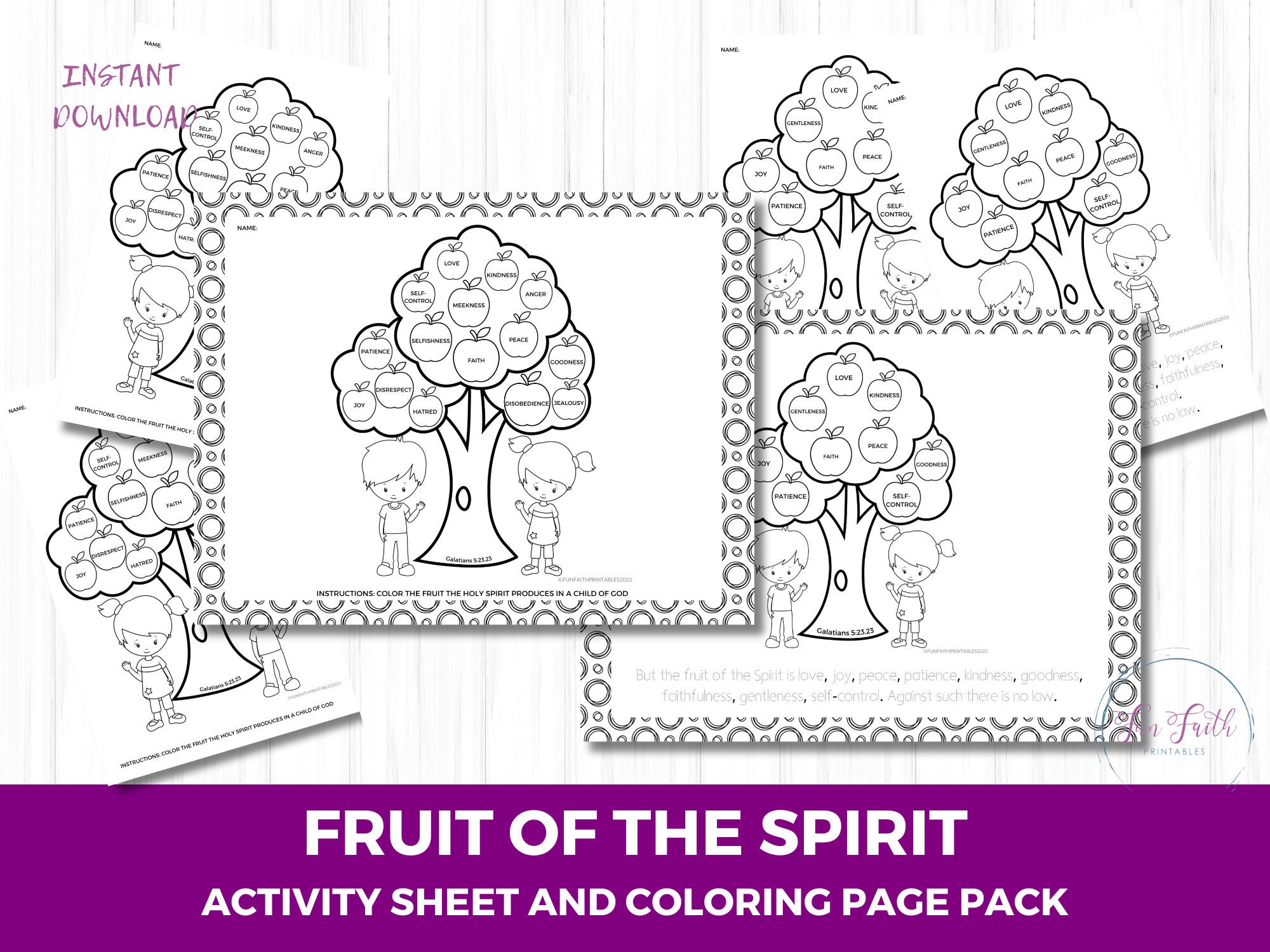 Fruit of the spirit coloring page and activity sheet fruit of the spirit printable fruits of the spirit for kids bible coloring page