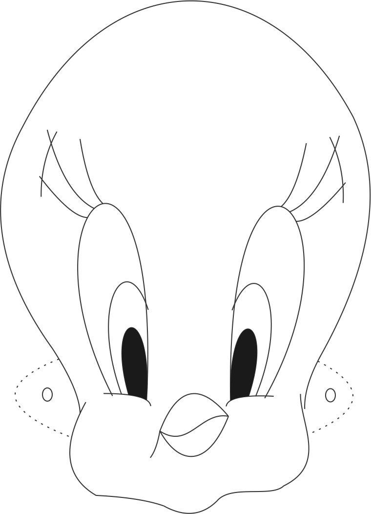 Tweety mask printable coloring page for kids