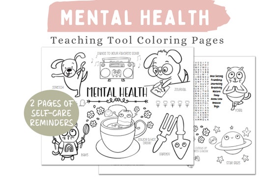 Mental health coloring pages self care coloring meditation colouring coloring pages for teens kids relaxation instant download pdf