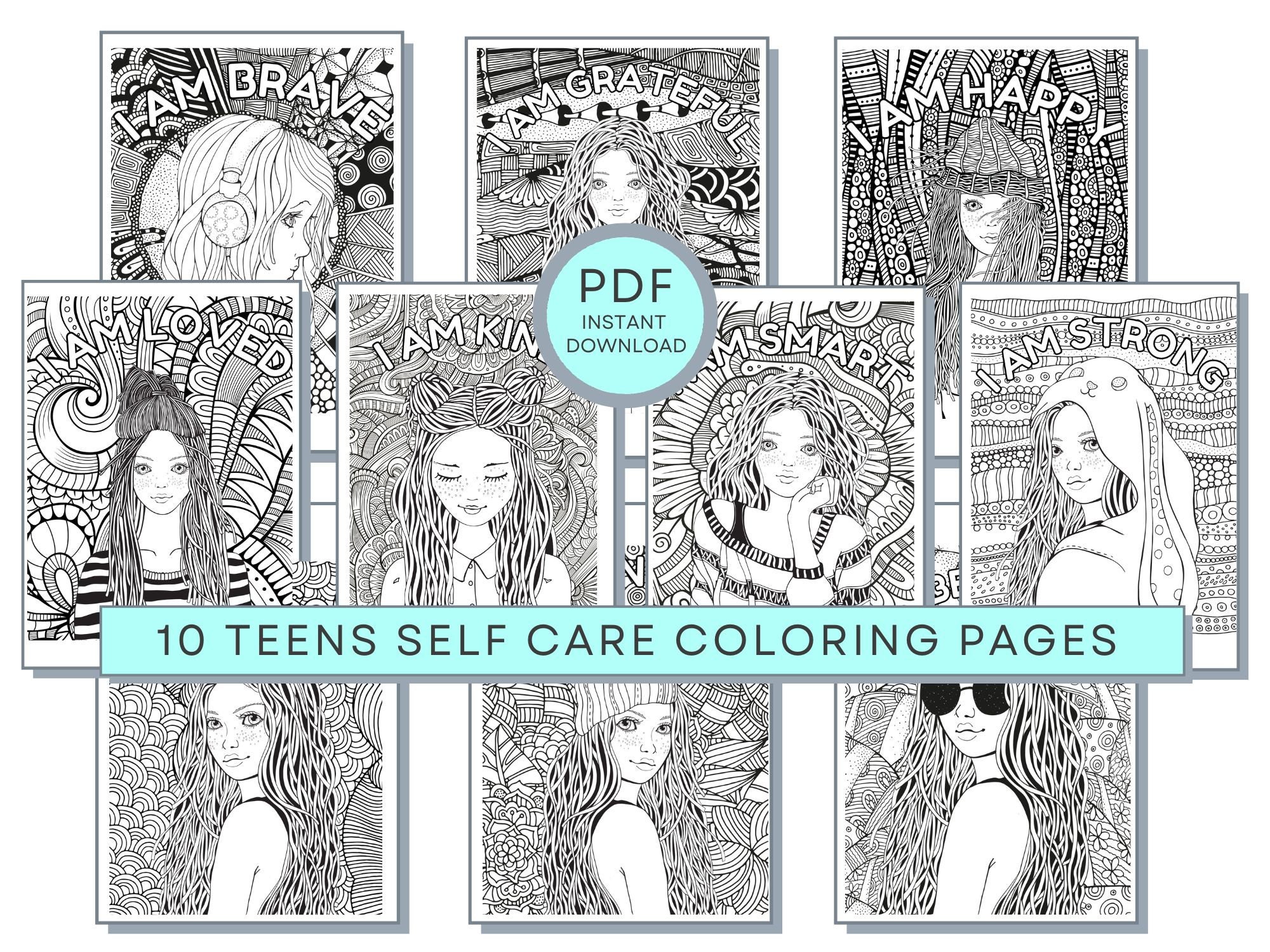 Teens self care coloring pages teens inspirational quotes coloring adults self care coloring pages teens affirmation coloring pages