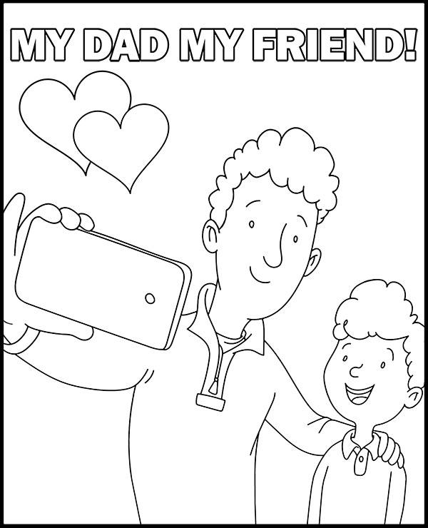 Selfie coloring page for fathers day