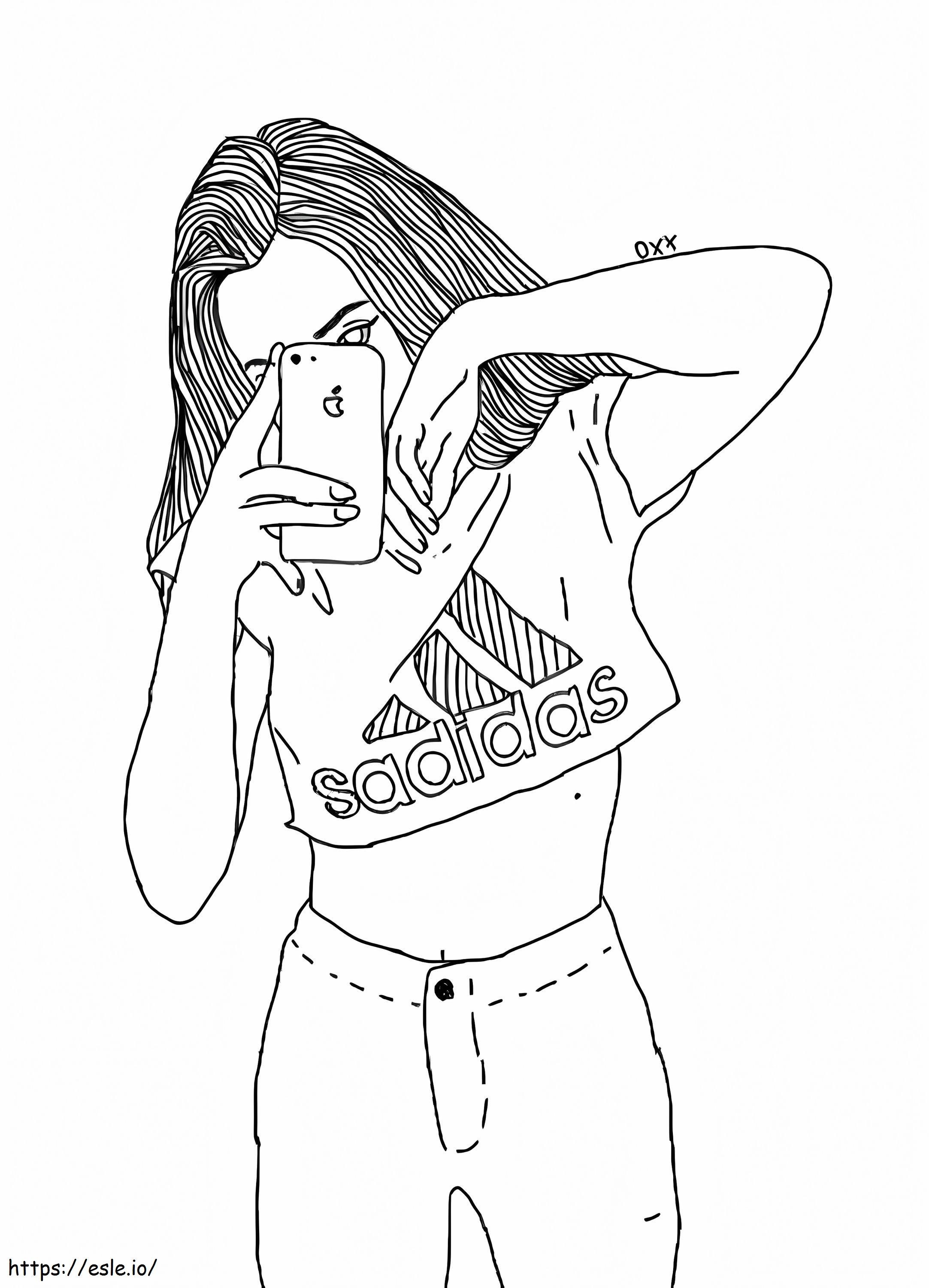 Cool girl selfies coloring page
