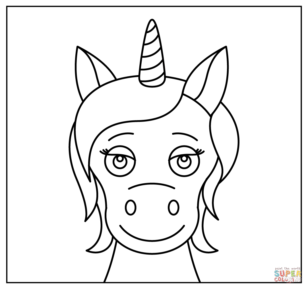 Cartoon unicorn selfie coloring page free printable coloring pages
