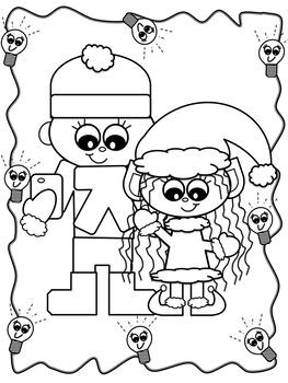 Selfie with an elfie coloring pages and lined paper by th grade lab