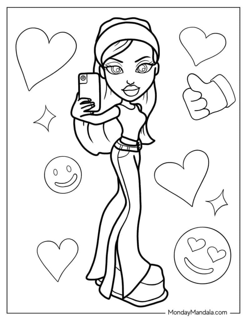 Bratz coloring pages free pdf printables