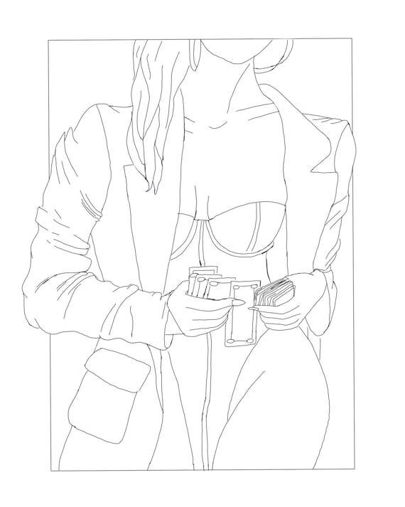 Bossy lady coloring page printable adult coloring pages treat yourself instant download digital art