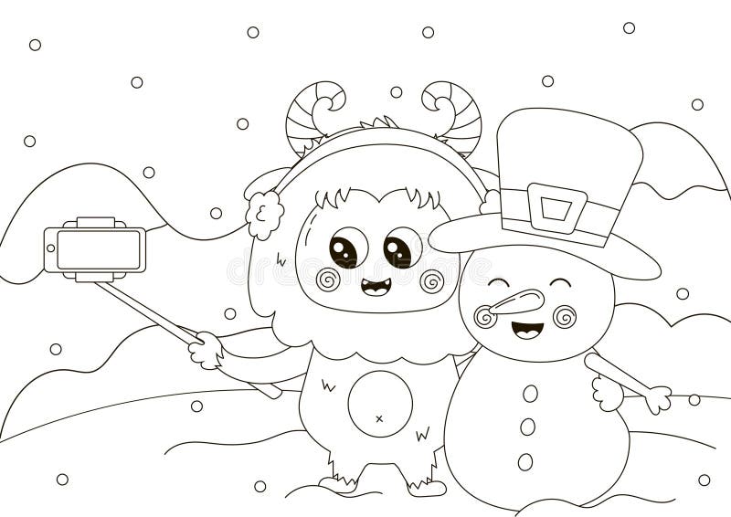 Book coloring funny page snowman stock illustrations â book coloring funny page snowman stock illustrations vectors clipart