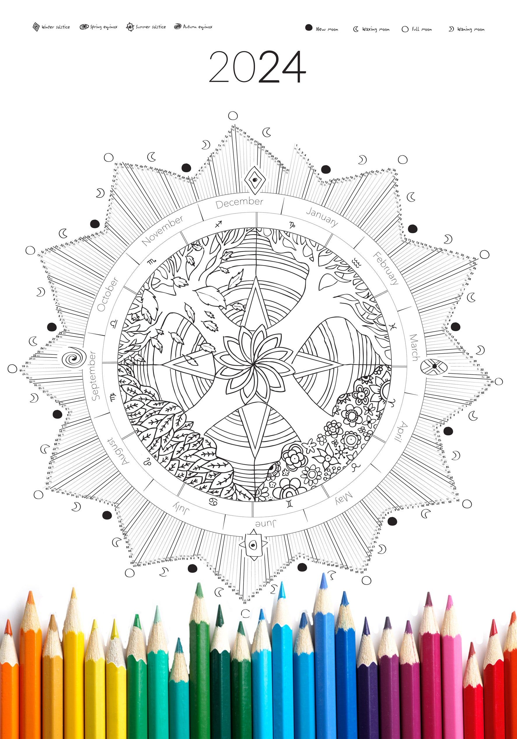 Coloring calendar coloring calendar mandala coloring pag calendar dign
