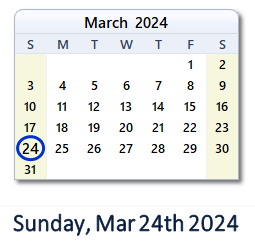 March calendar with holidays count down