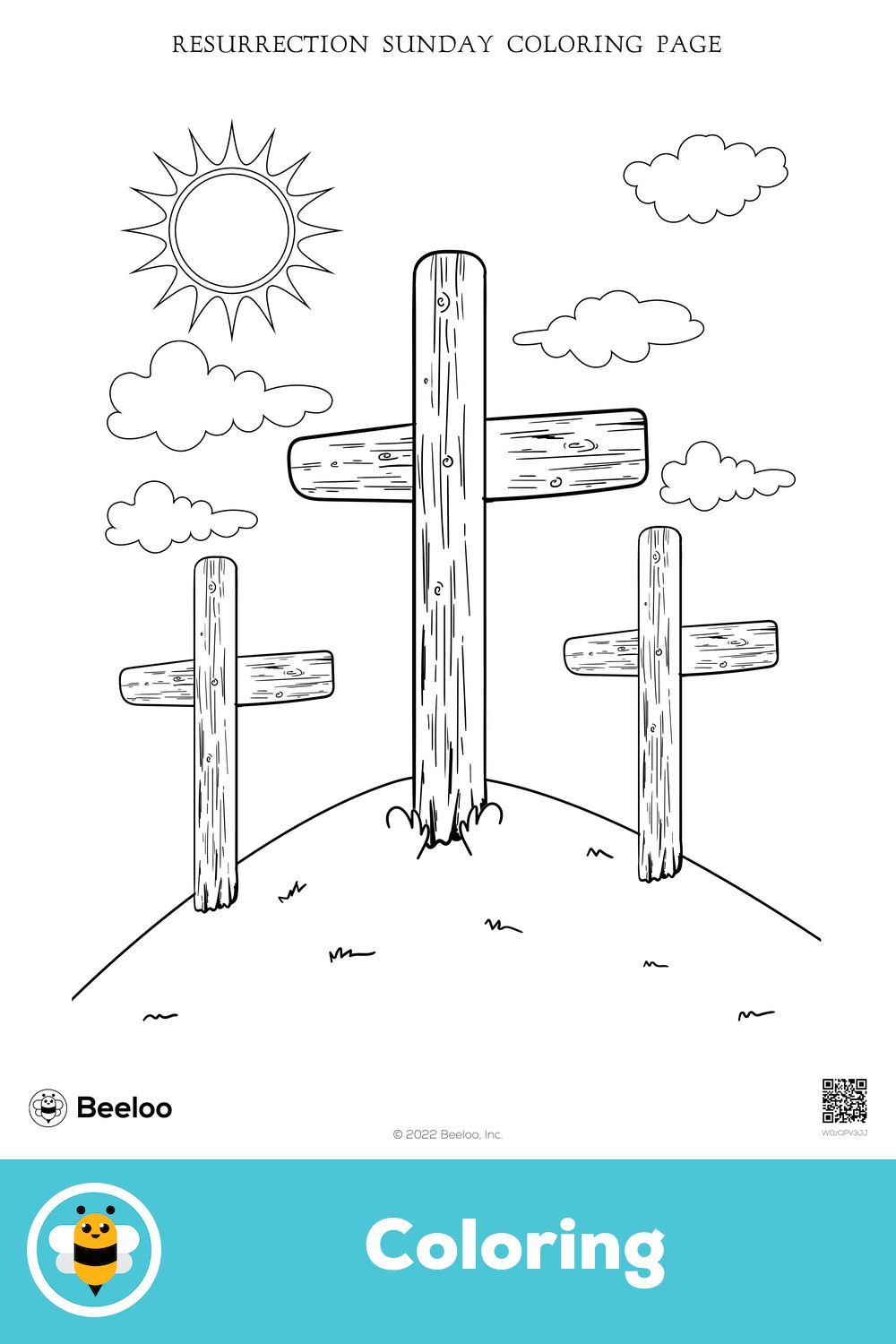 Rurrection sunday coloring page in christian easter activiti easter christian sunday school crafts
