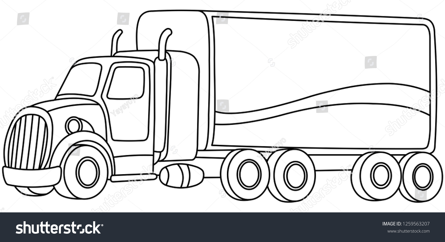 Outlined cartoon truck vector line art stock vector royalty free