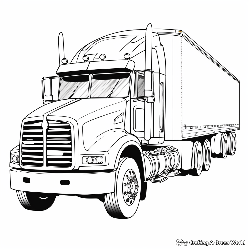 Semi truck trailer coloring pages