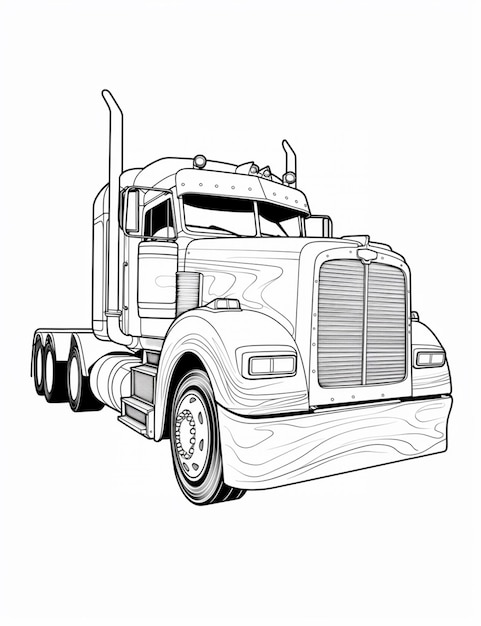 Premium ai image coloring pages of a semi truck semi truck coloring pages generative ai