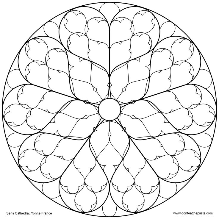 Sens cathedral rose window to color rose window mandala coloring pages coloring pages