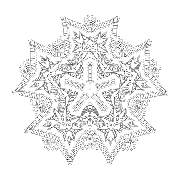 Premium vector antistress coloring page for adults flower mandala for relaxation meditation painting yoga logo decorative round ornament vector floral pattern rich texture intricate oriental design element