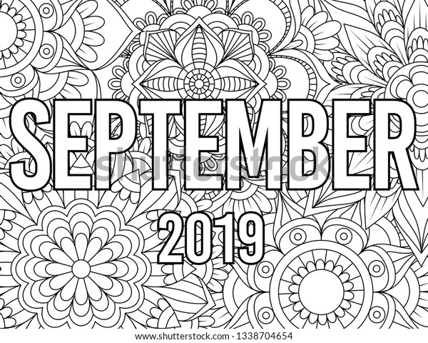 September month coloring page adults mandala stock vector royalty free