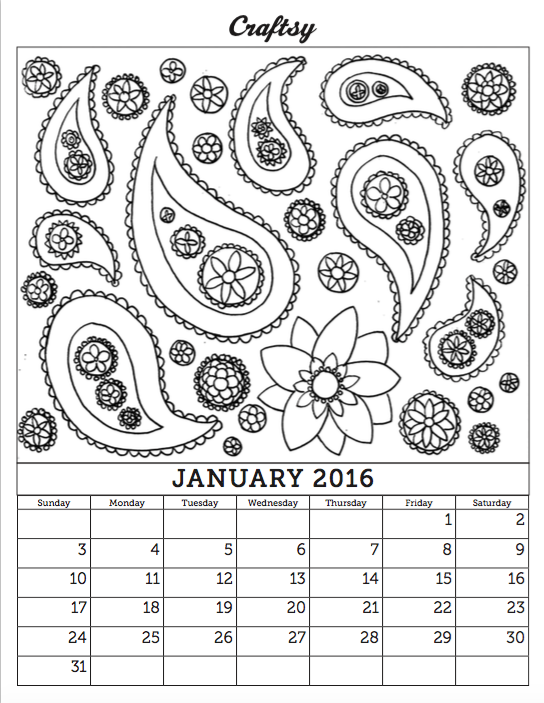 Free calendar page downloads all year long on craftsy â jessie unicorn moore