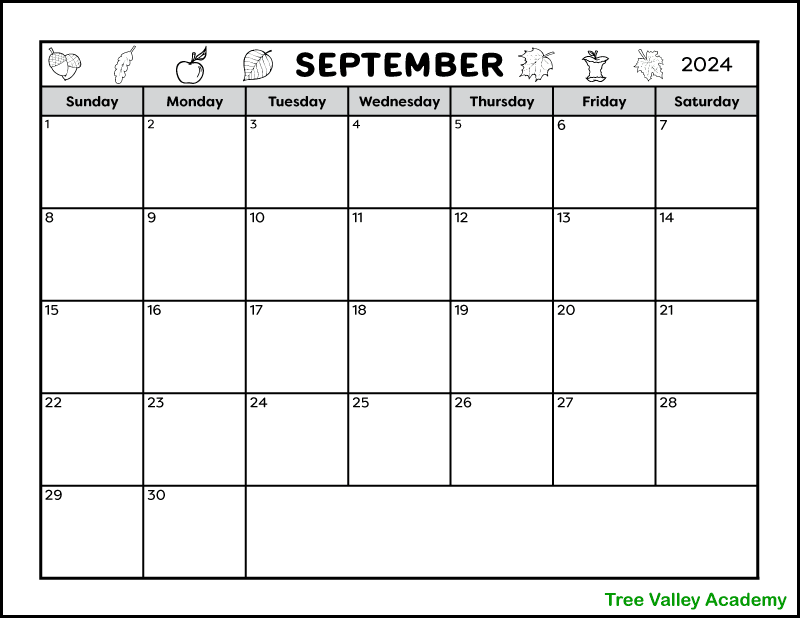 Calendar worksheets for september