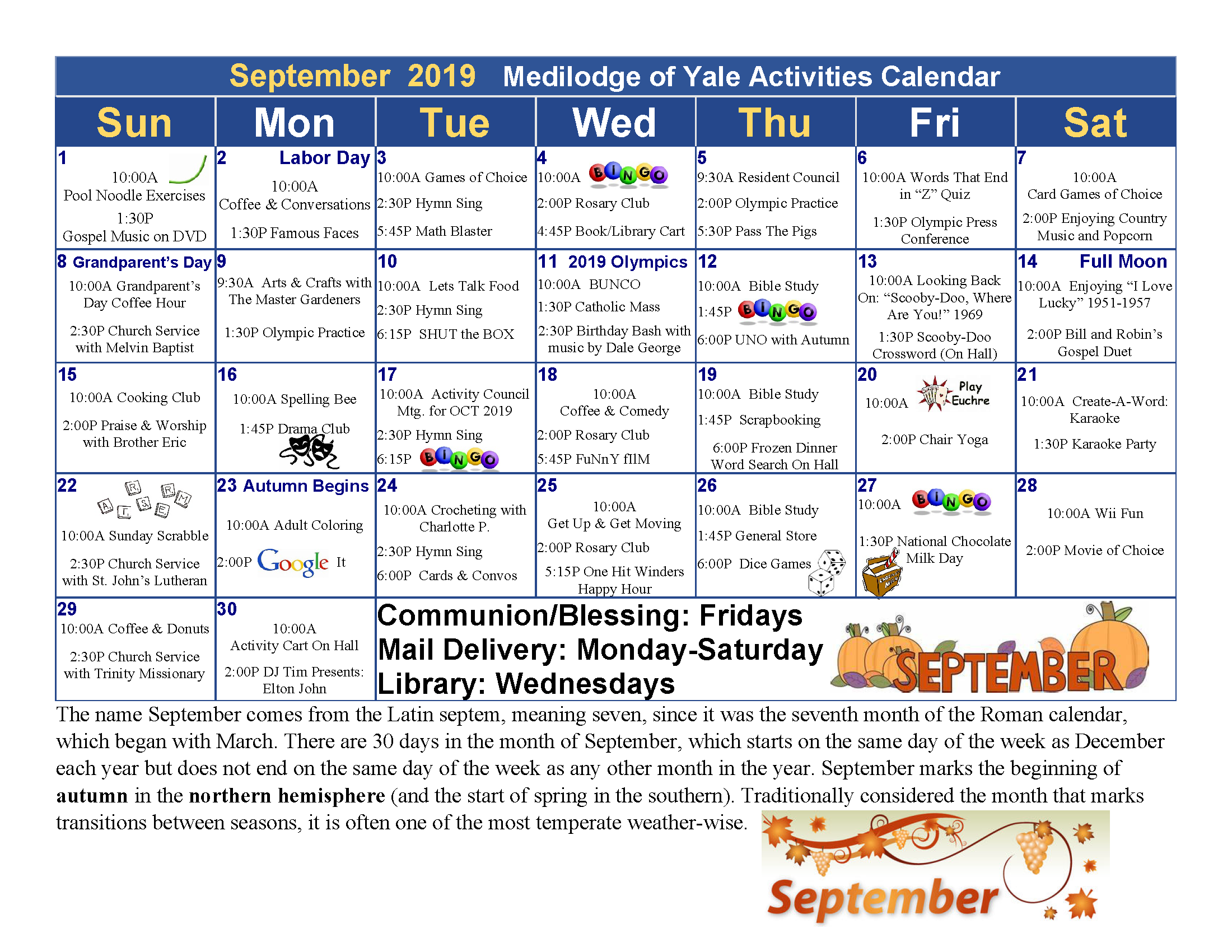 September calendar of events