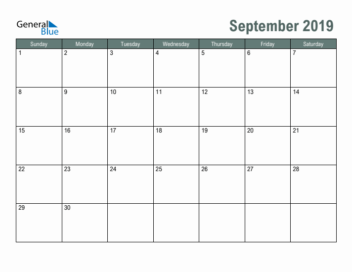 September monthly calendar pdf word excel