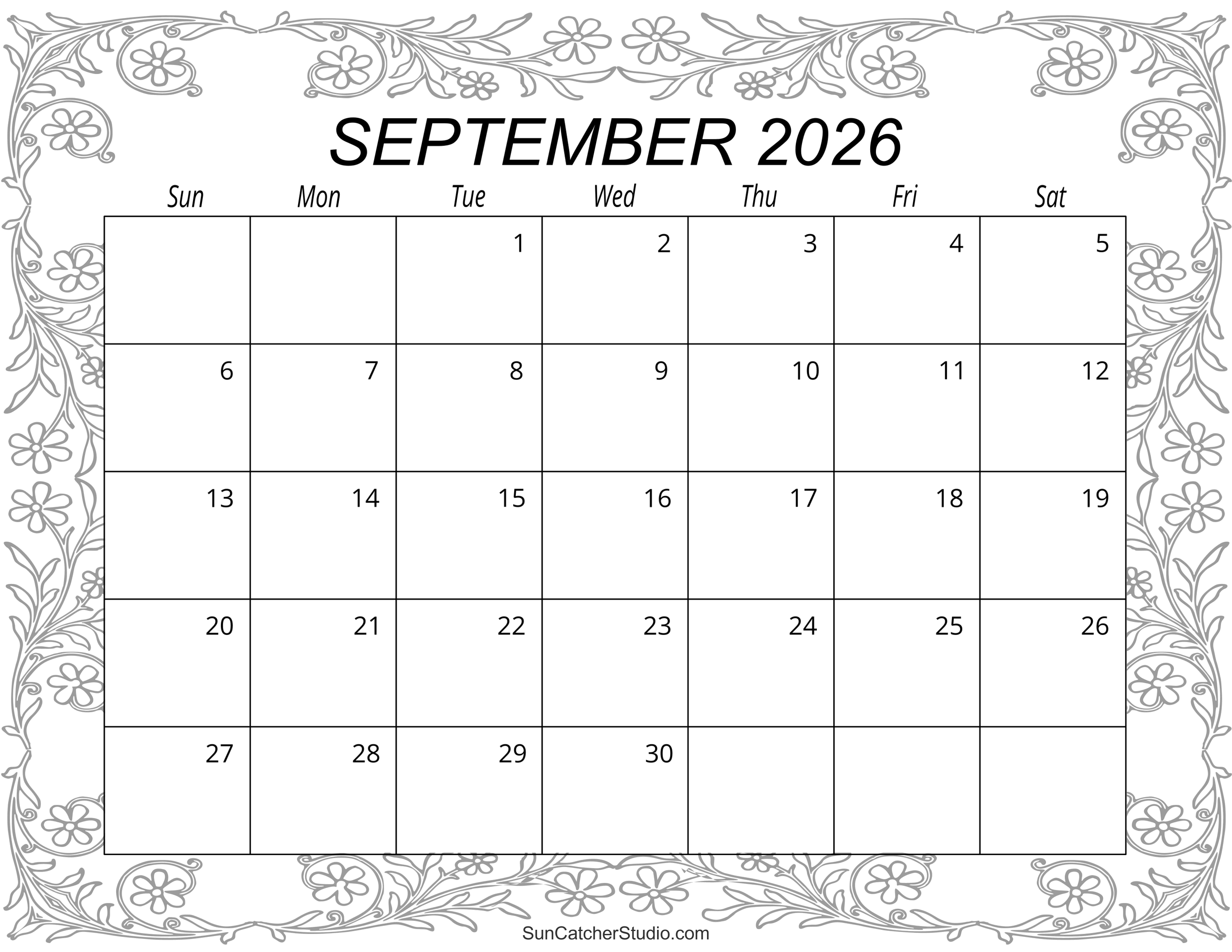 September calendar free printable â diy projects patterns monograms designs templates