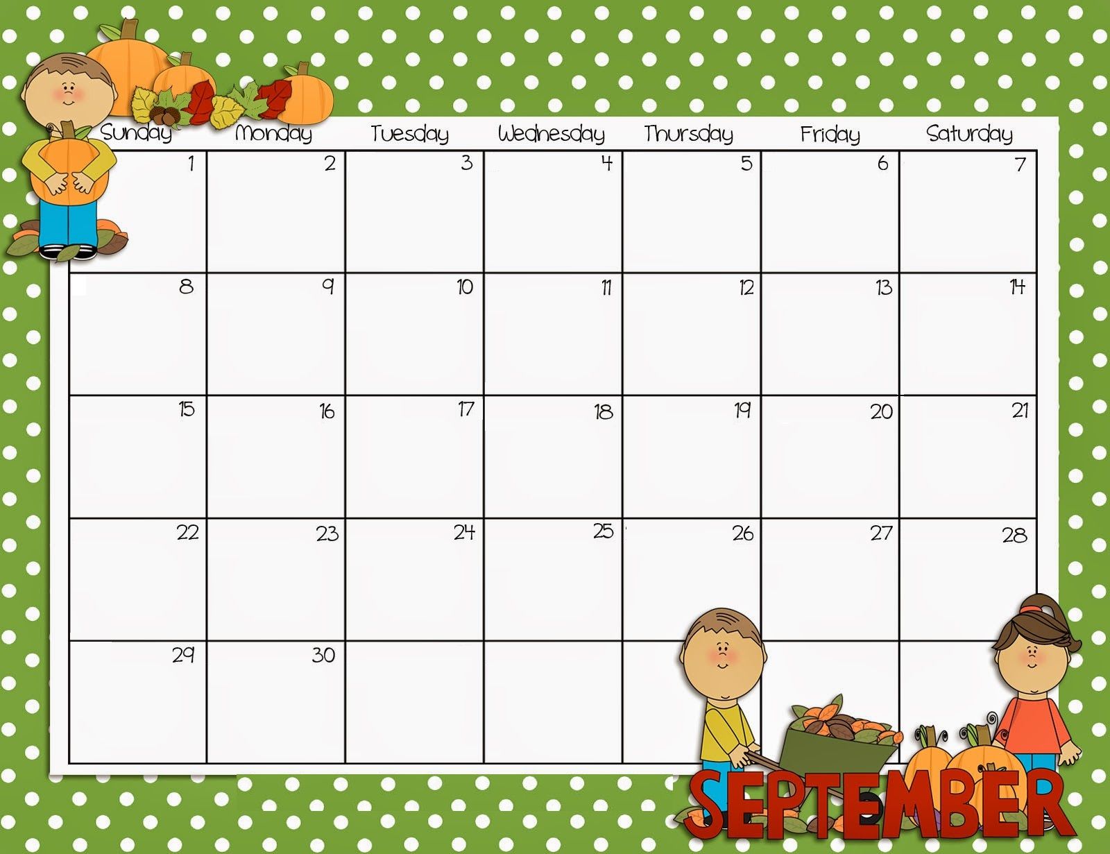 Cute september calendar kids calendar coloring calendar free printable calendar