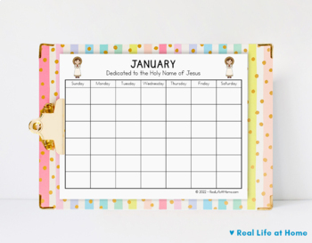 Catholic daily learning notebook calendars and coloring pages packet